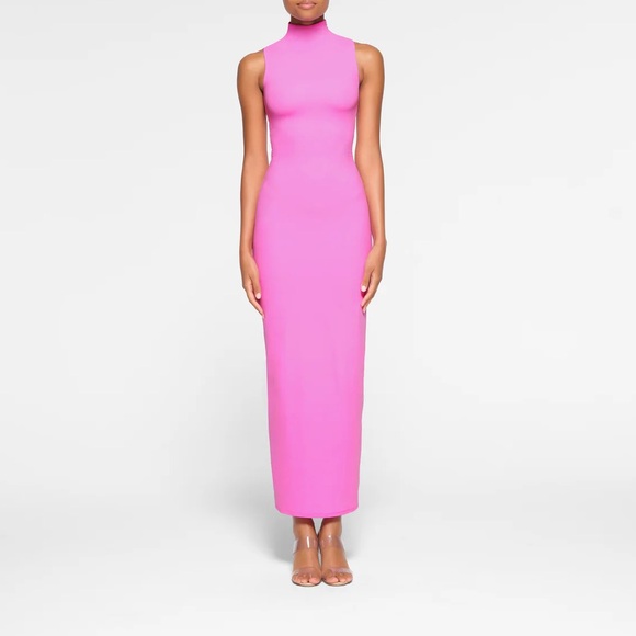 SKIMS Sleeveless Mock Neck Dress | Neon Orchid | Pink | Fits Everybody | S | Small | Women's